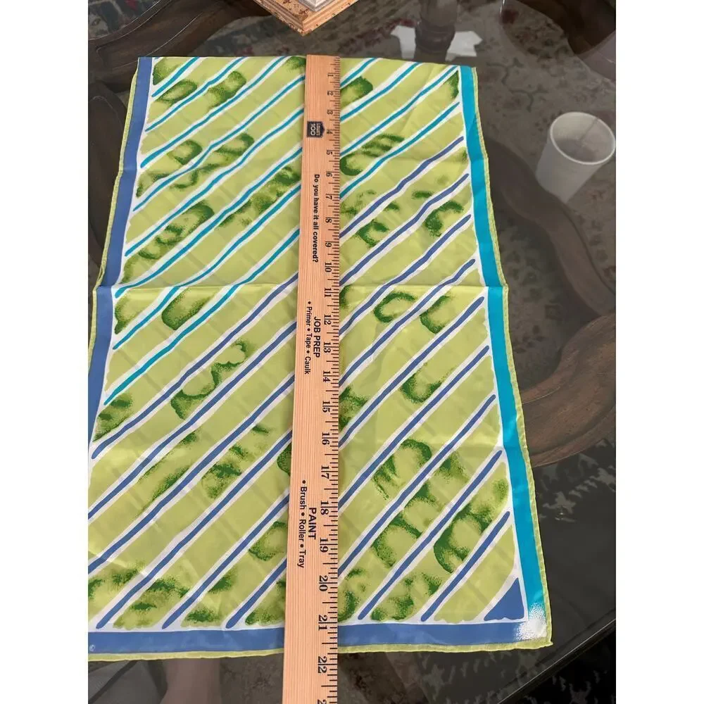 Vintage Vera Neumann Green Blue Oblong Double Sided Rectangle Scarf